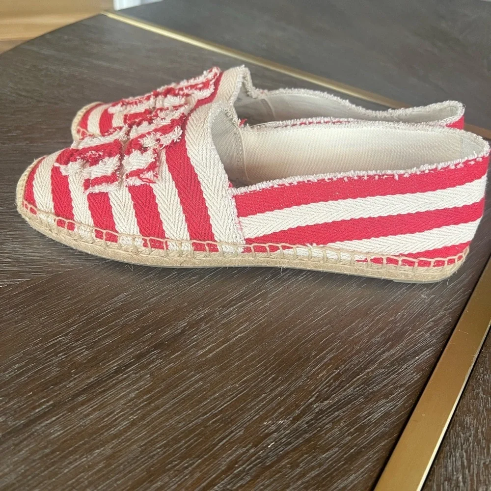 Tory Burch Fray Stripe Espadrille Flats. Size 10